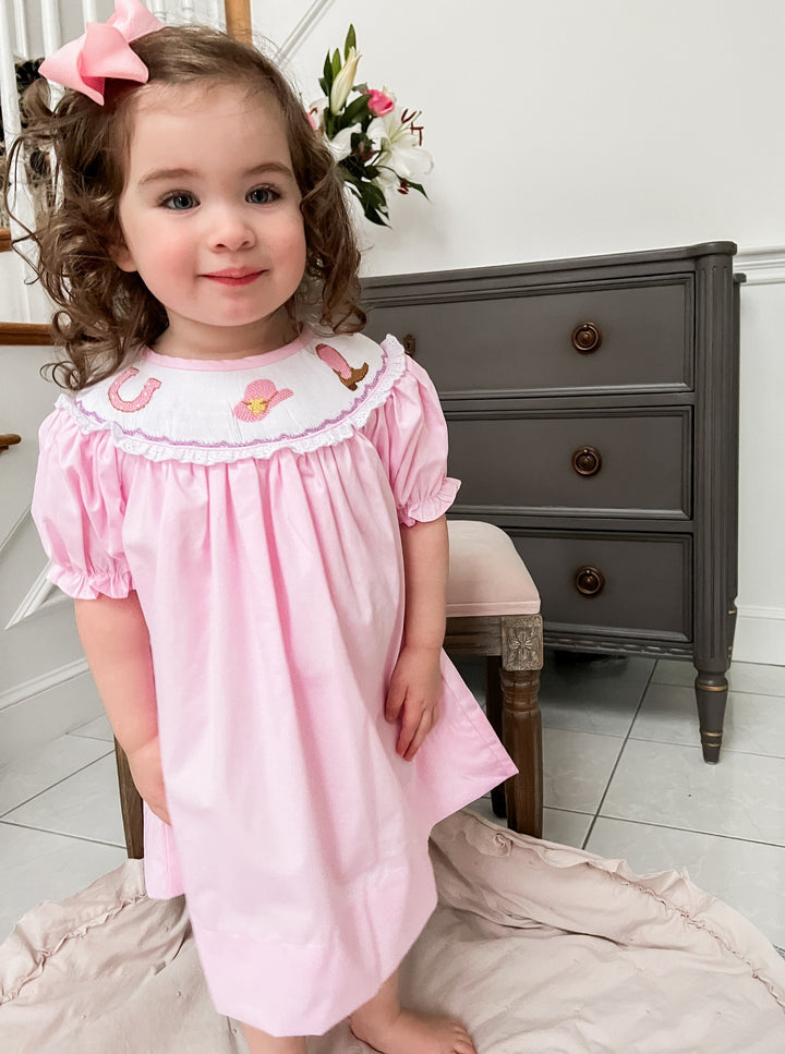 Pink Smocked Cowgirl Dress