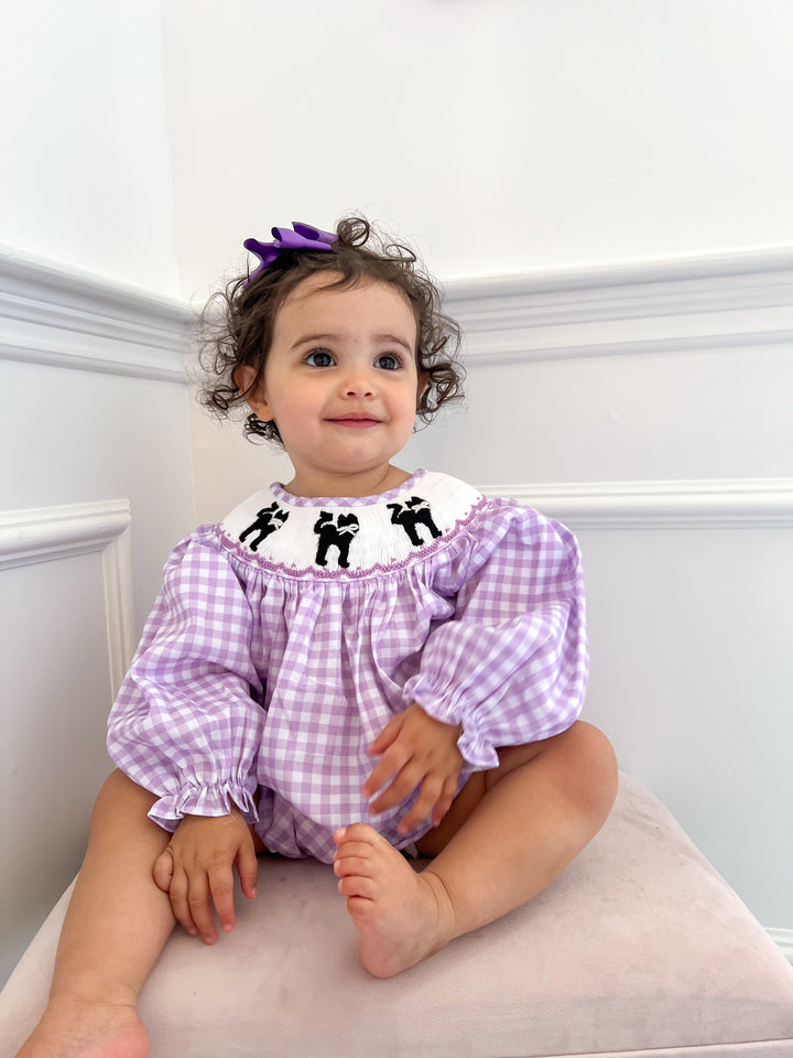 Halloween Black Cat Smocked Bubble