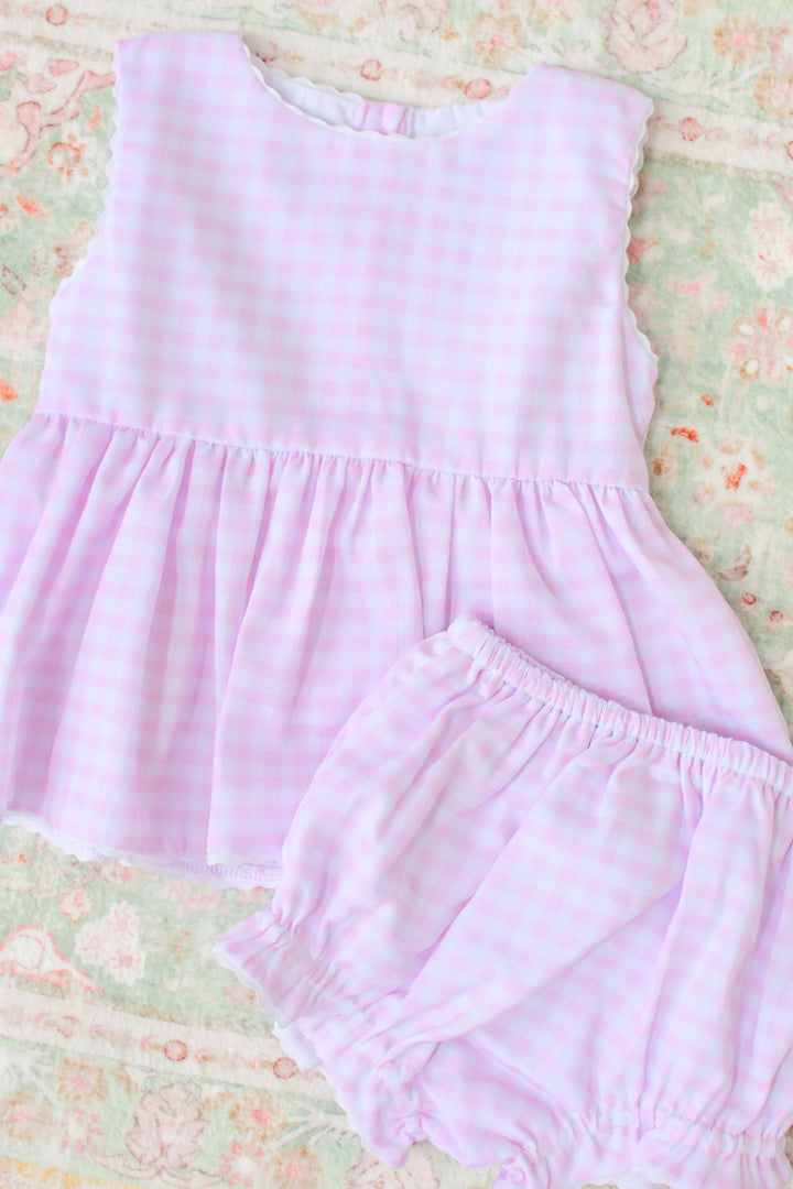 Pink and White Gingham Diaper Set