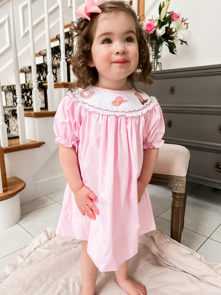 Pink Smocked Cowgirl Dress