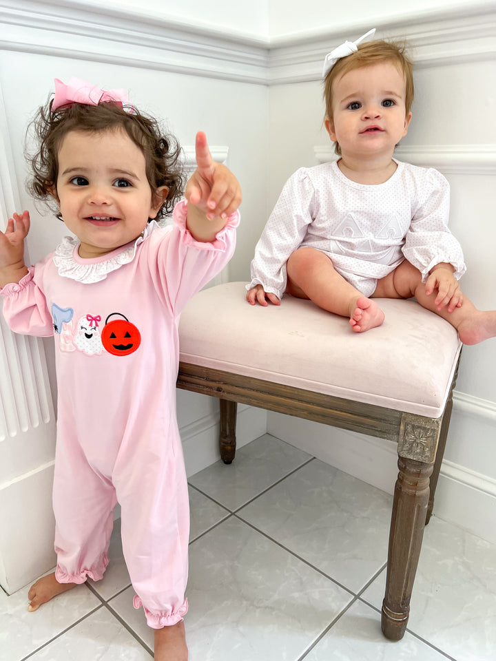 Polka-Dot Carved Applique Pumpkin Diaper Set