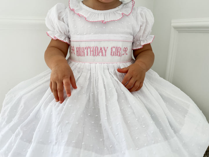 Birthday Girl Smocked Bow Dress