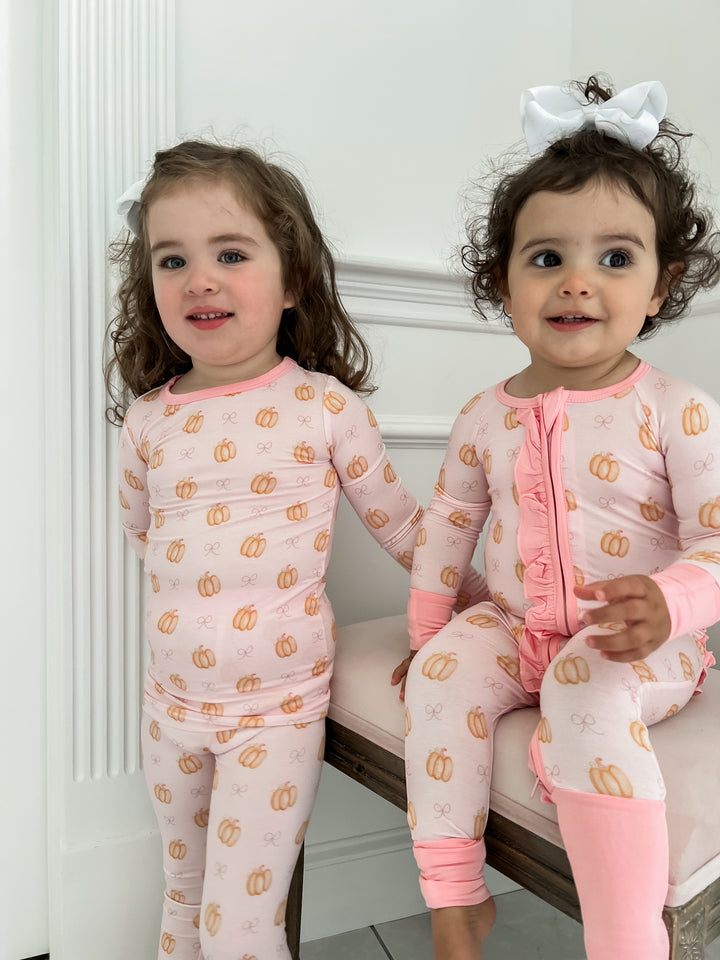 Pink Pumpkin & Bow Bamboo Two Piece Set