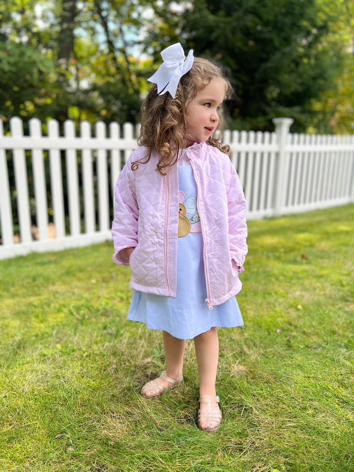 Pink Quilted Ruffle Coat