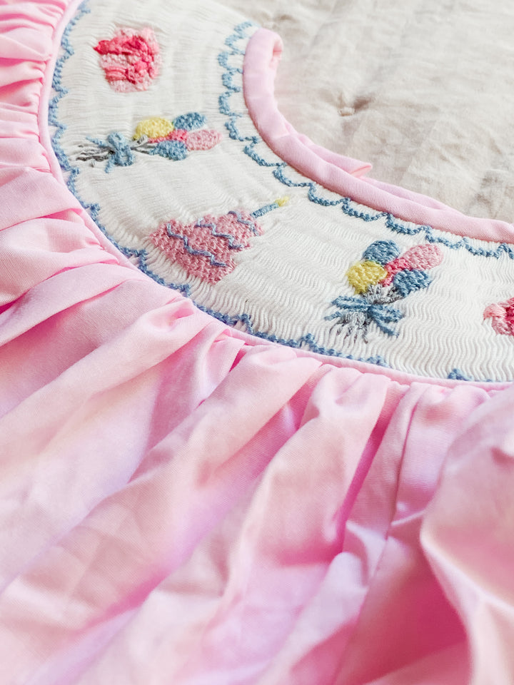 Birthday Cake Pink Smocked Dress