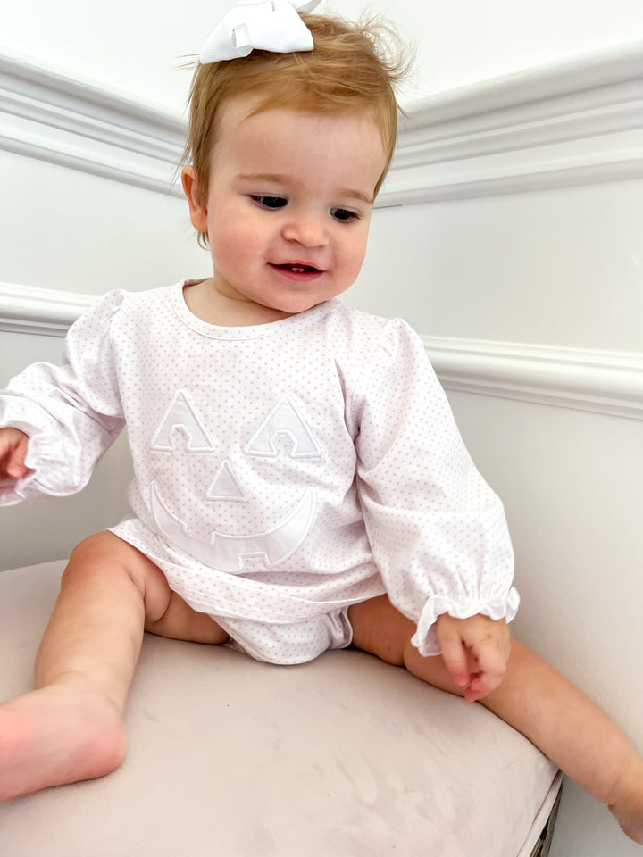 Polka-Dot Carved Applique Pumpkin Diaper Set