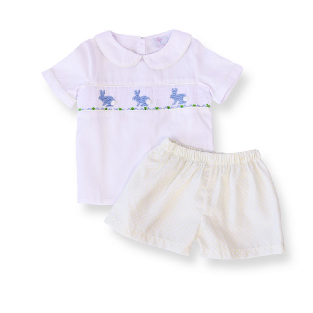 Yellow Gingham Boy Bunny Short Set
