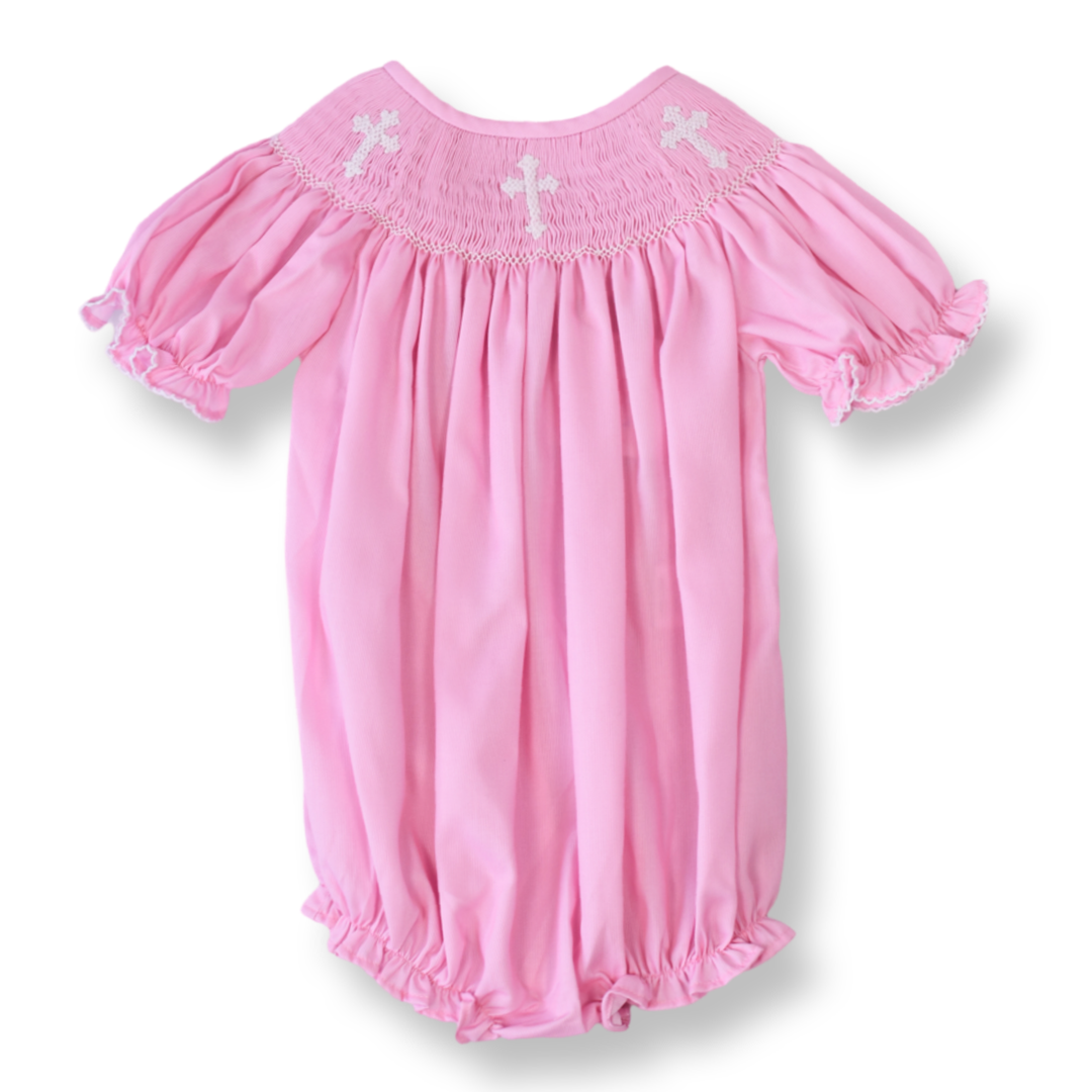 Smocked Cross Bubble in Pink