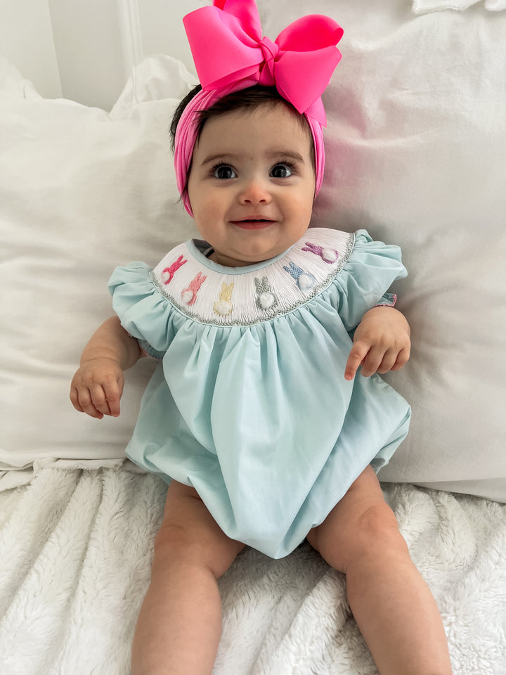 Katelynn Colorful Bunny Smocked Bubble