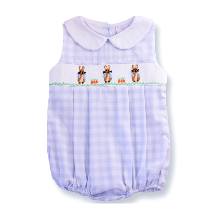 Peter Rabbit Blue Gingham Smocked Boy Bubble