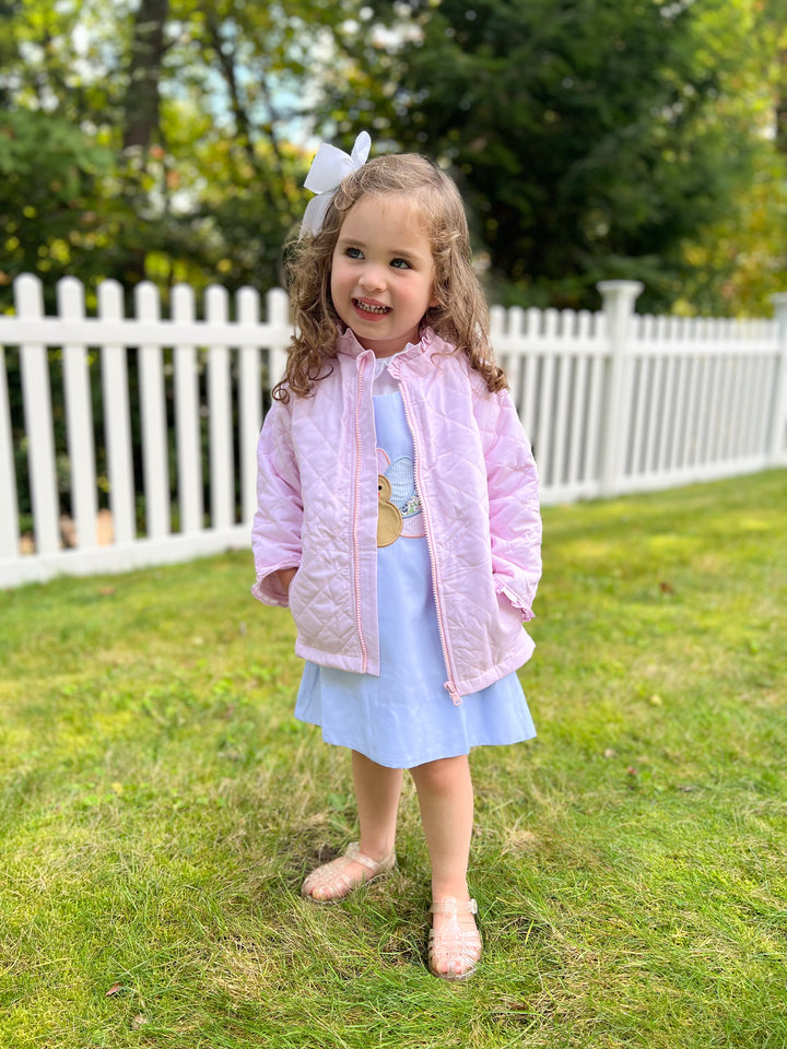 Pink Quilted Ruffle Coat