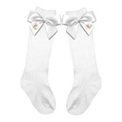 Turkey Knee Socks with Bows in White