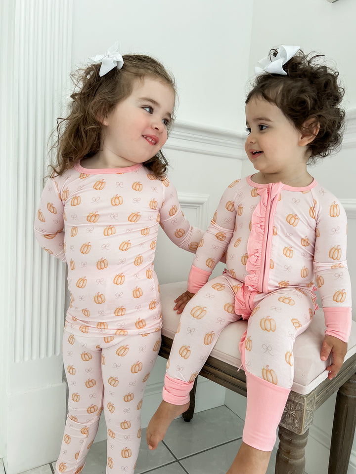 Pink Pumpkin & Bow Bamboo Two Piece Set