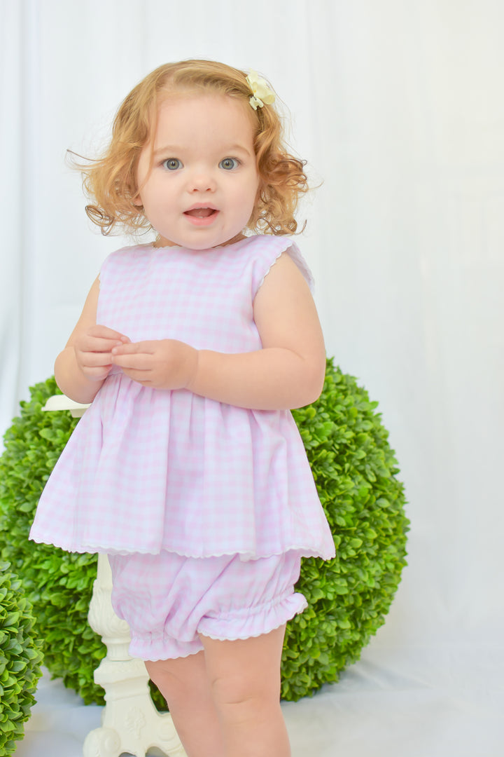 Pink and White Gingham Diaper Set