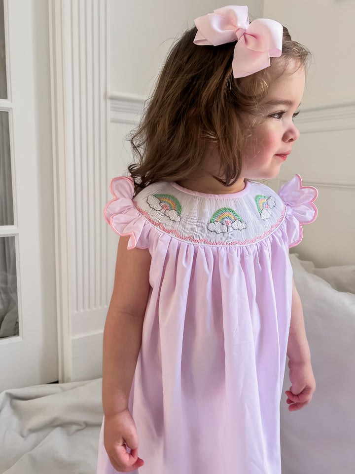 Phoebe Pink Rainbow Smocked Dress