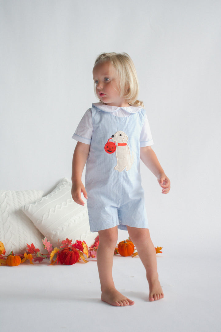 Trick or Treat Puppy Applique Shortall