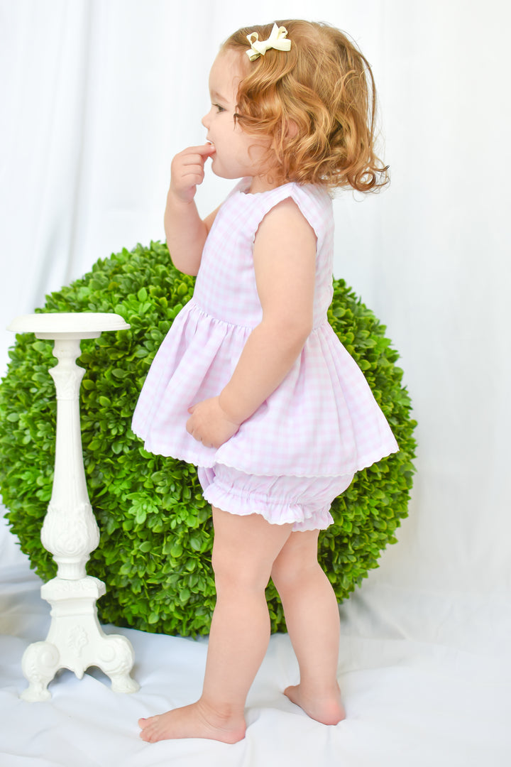 Pink and White Gingham Diaper Set