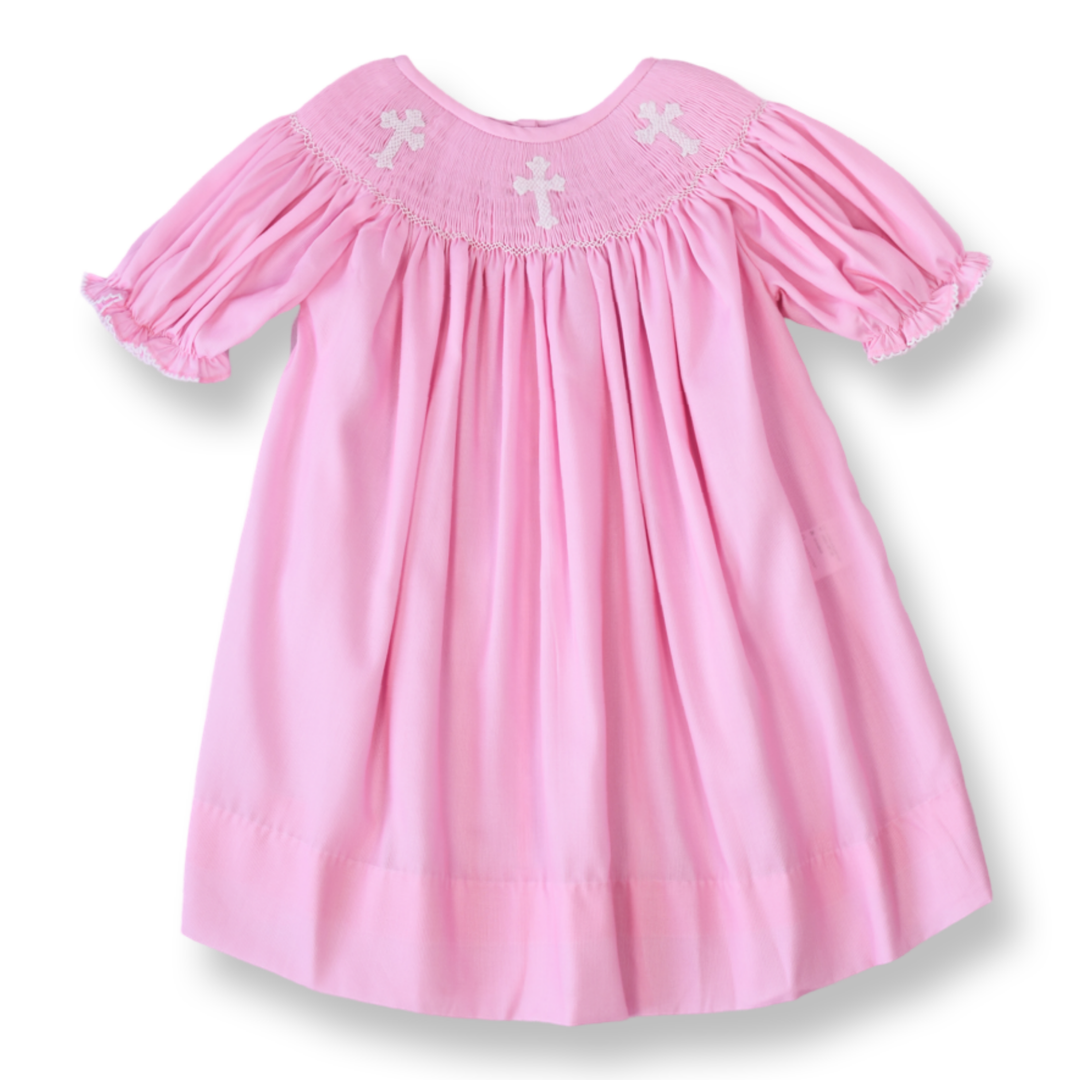 Smocked Cross Dress in Pink