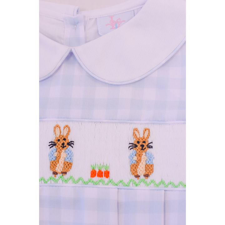 Peter Rabbit Blue Gingham Smocked Boy Bubble