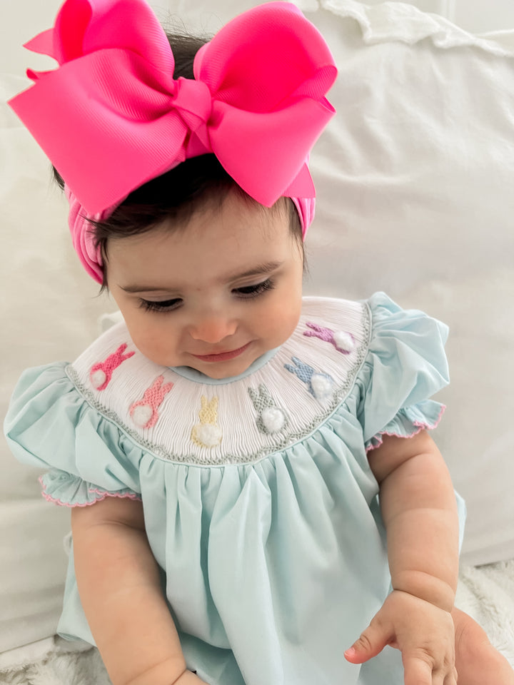 Katelynn Colorful Bunny Smocked Bubble