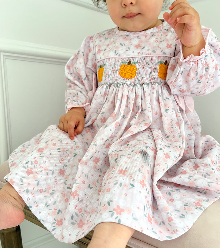 Floral Pumpkin Smocked Dress