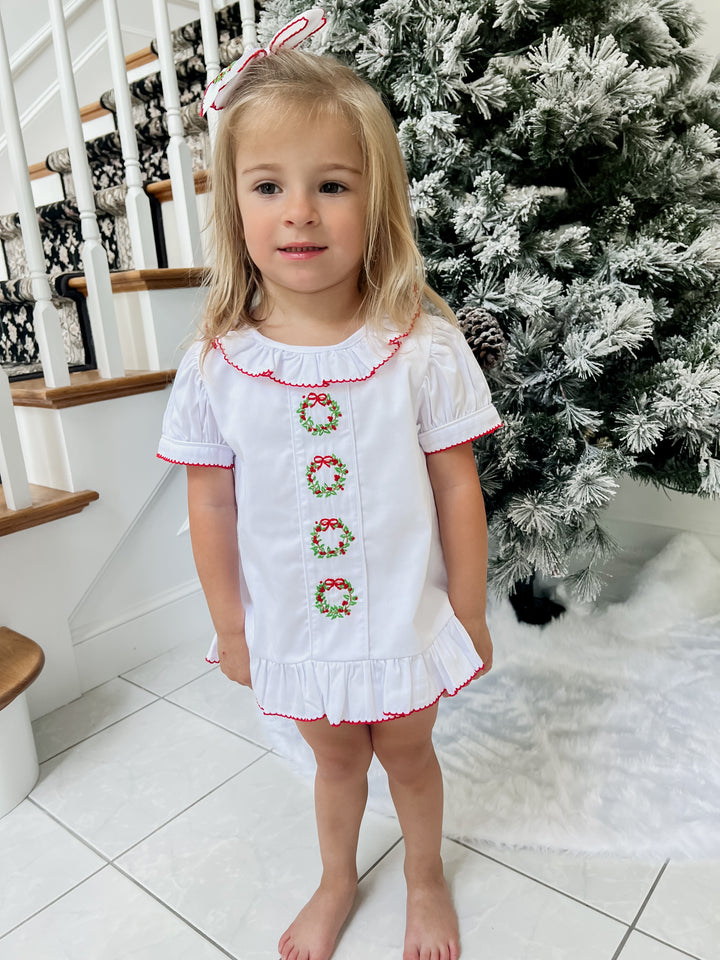 Cecilia Wreath Smocked Diaper Set
