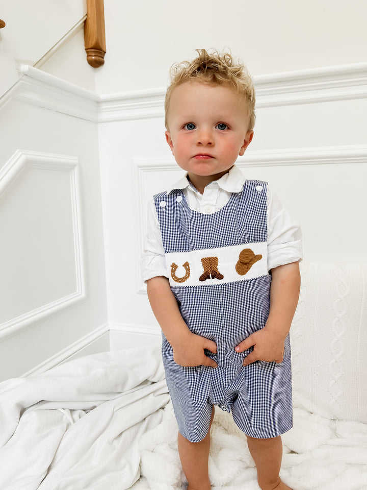 Boys Smocked Cowboy Shortall