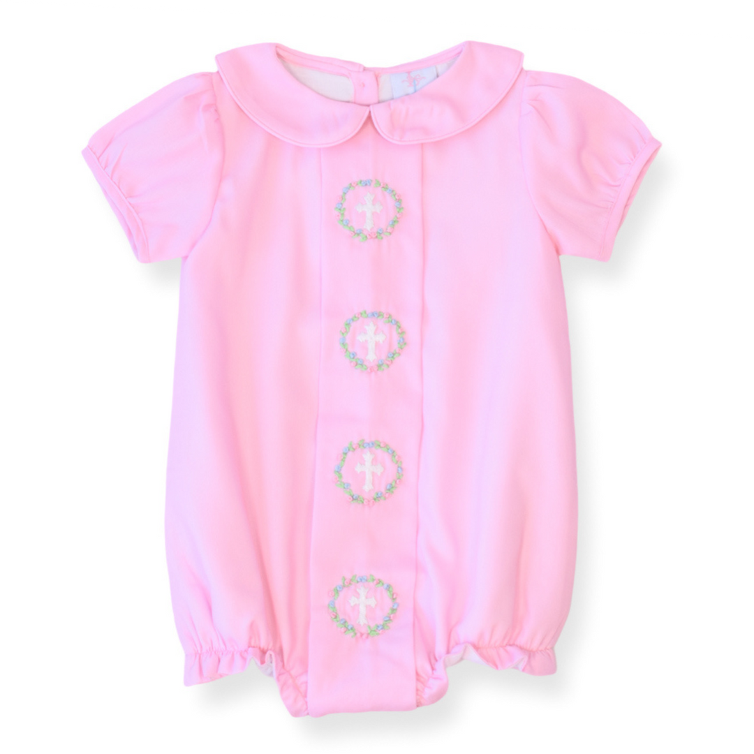 Smocked Cross in Wreath Bubble