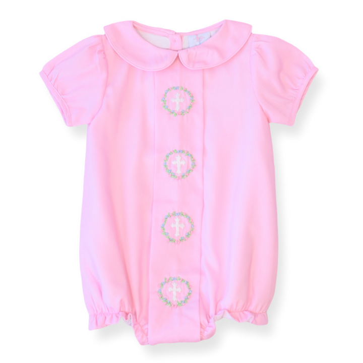 Smocked Cross in Wreath Bubble