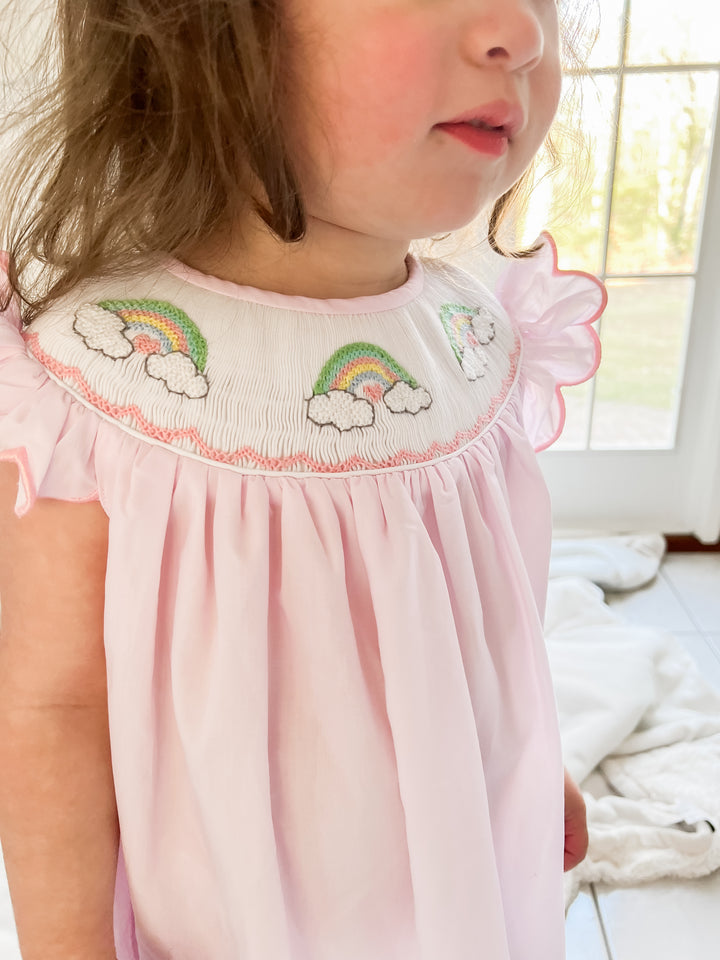 Phoebe Pink Rainbow Smocked Dress