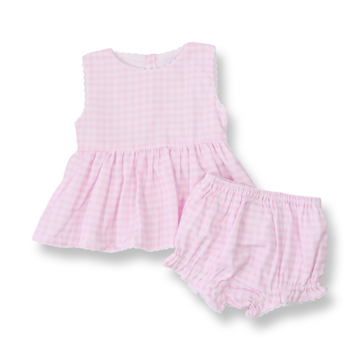 Pink and White Gingham Diaper Set
