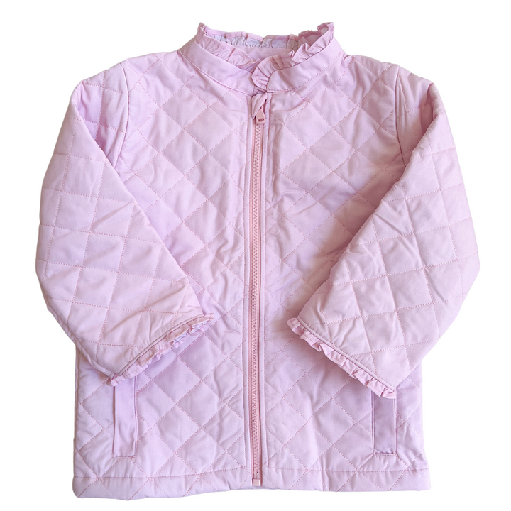 Pink Quilted Ruffle Coat