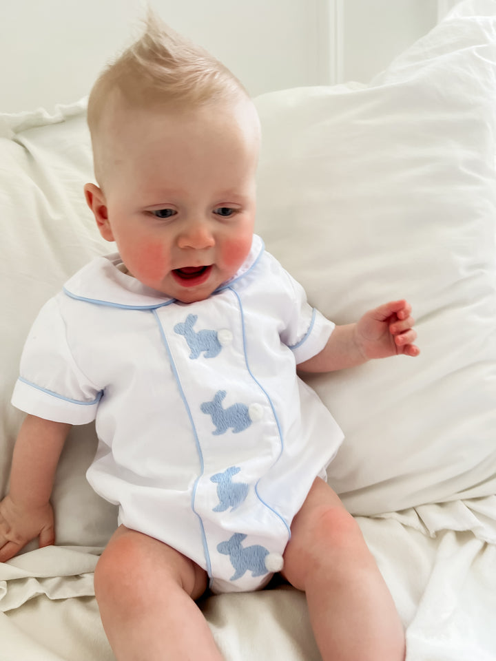 Myles Boy Bunny Smocked Bubble
