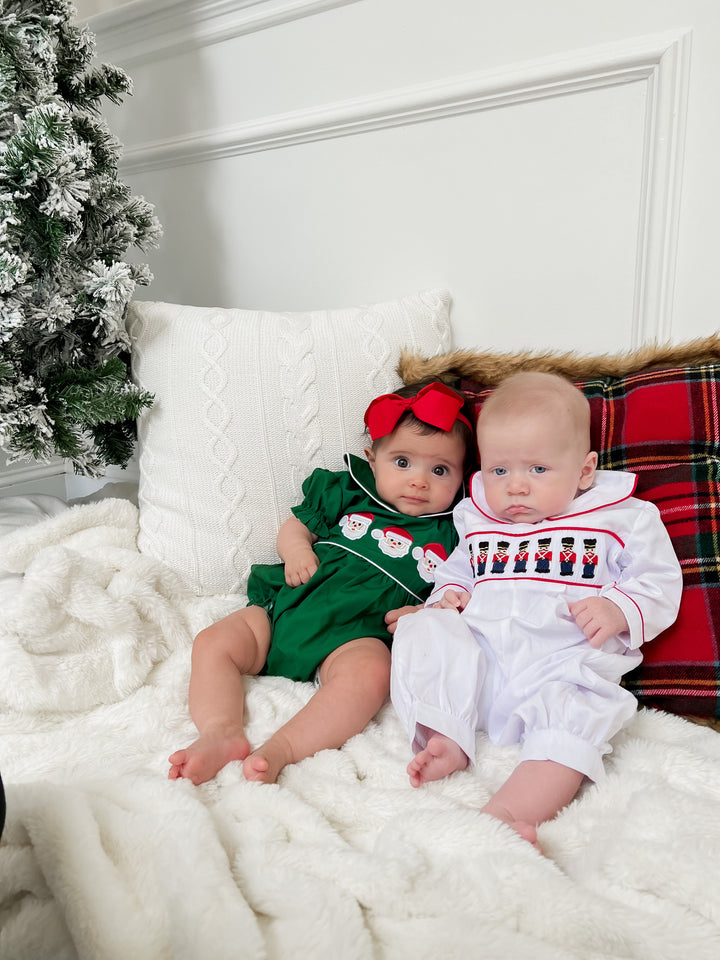 Green Santa Smocked Bubble