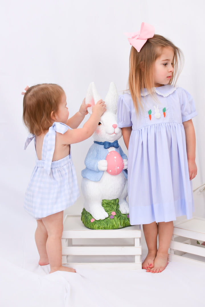 French Knot Bunny and Carrot Smocked Dress