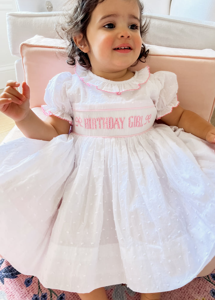 Birthday Girl Smocked Bow Dress