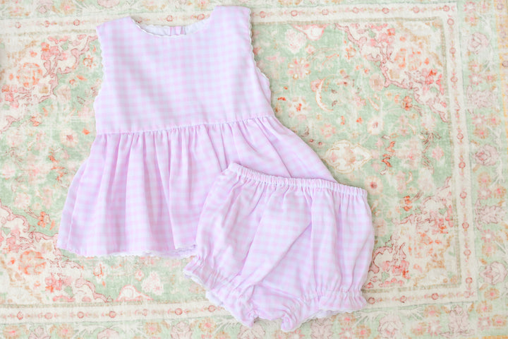 Pink and White Gingham Diaper Set