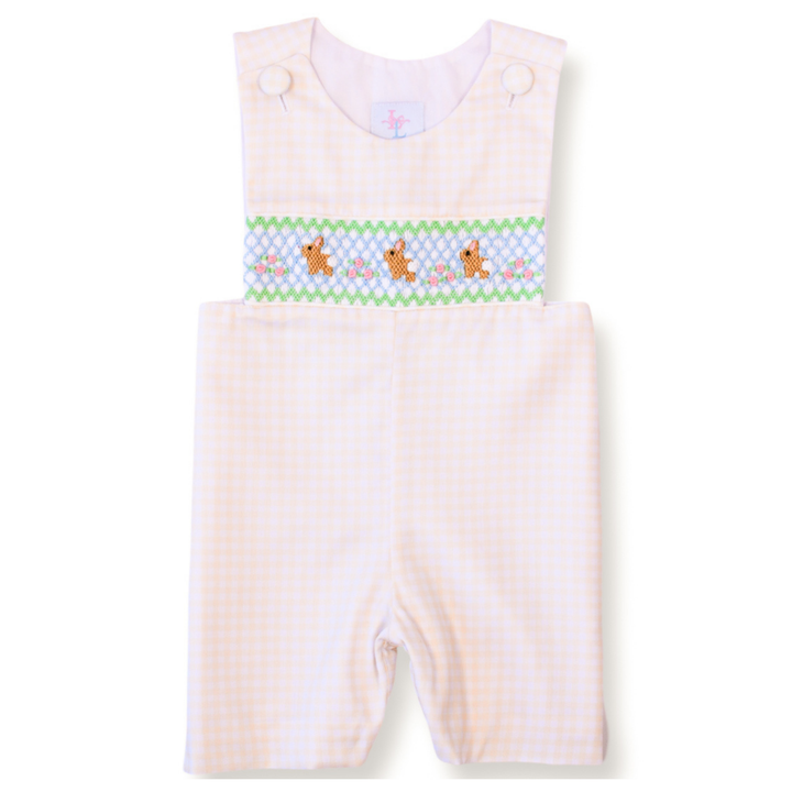 Michael Bunny Smocked Yellow Gingham Shortall