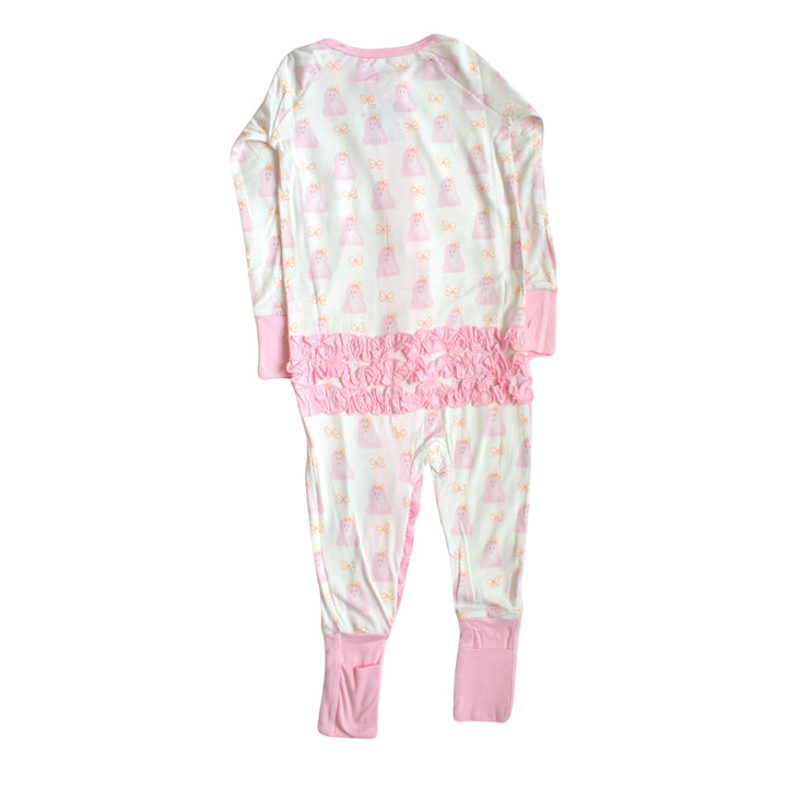 Gia Ghost & Bows Ruffle Bamboo Footie
