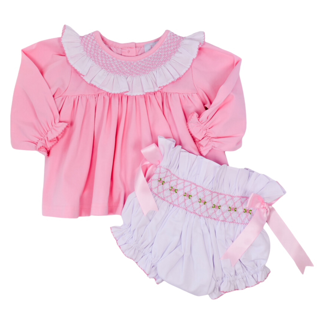 Rosebud Smocked Diaper Set
