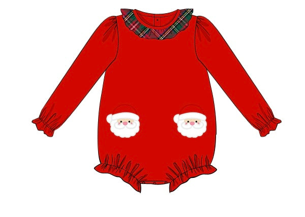 PRE-ORDER Girls Red Santa Pocket Christmas Bubble