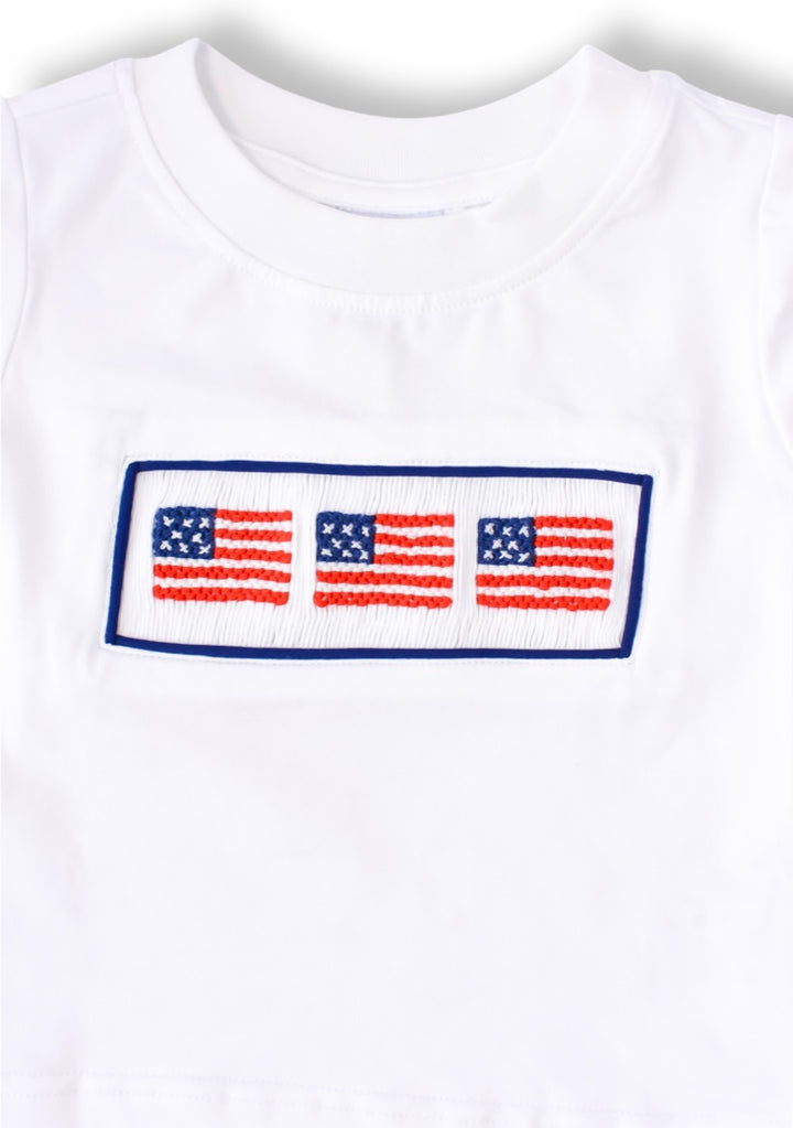 Patriotic Light Blue Smocked Boy Short Set