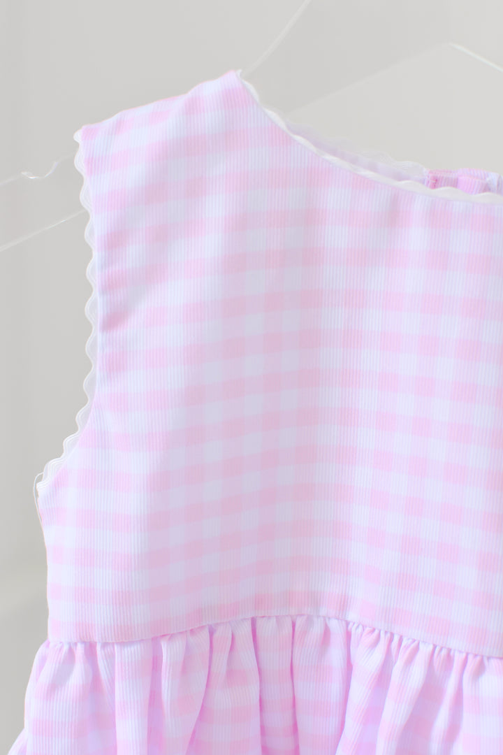 Pink and White Gingham Diaper Set