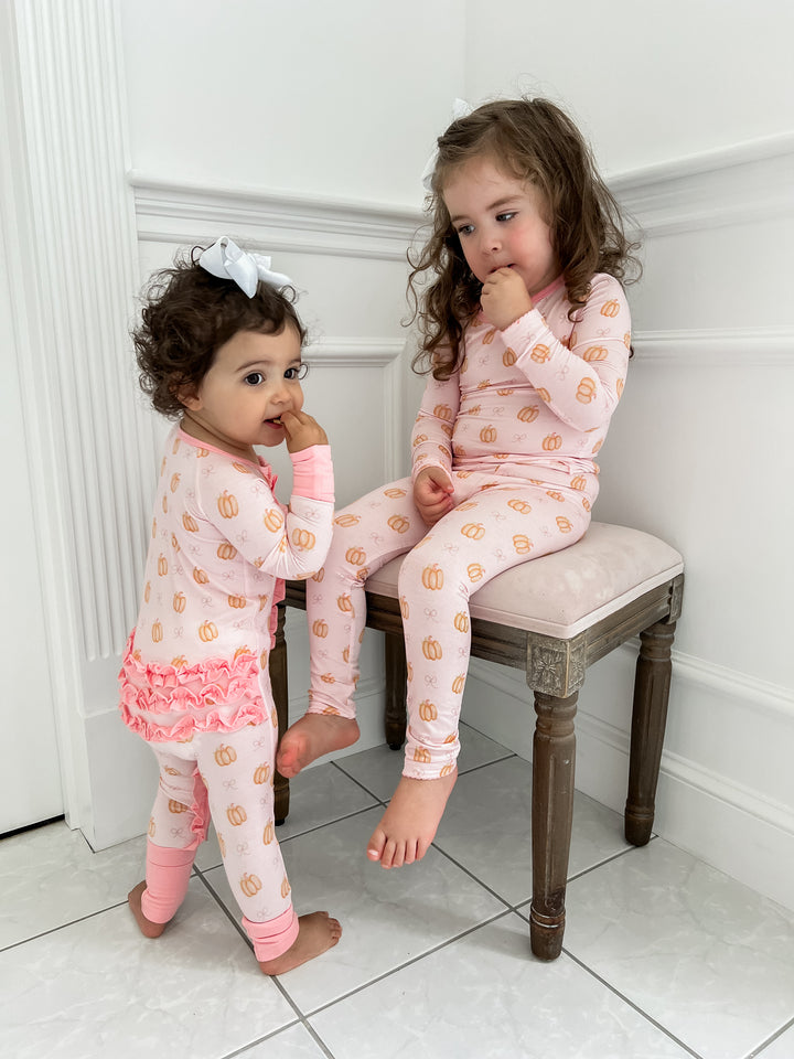 Pink Pumpkin & Bow Bamboo Two Piece Set