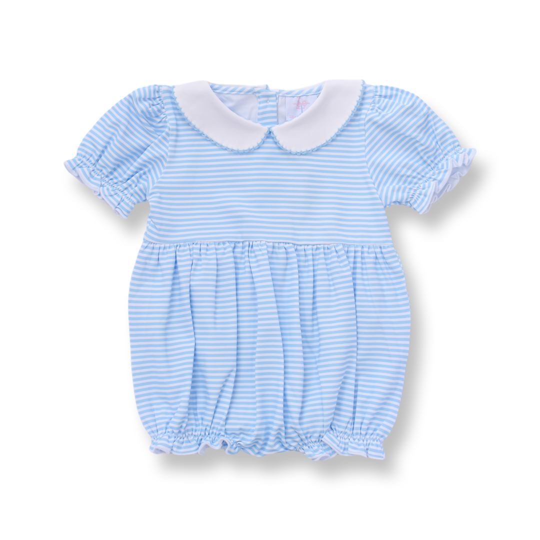 Geometric Smocked Pink Floral Print Peter Pan Collared Bubble