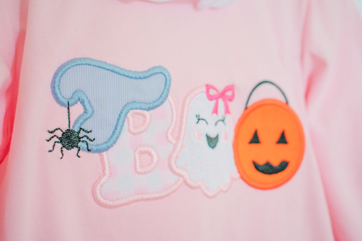 Boo Cute Pink Applique Halloween Romper