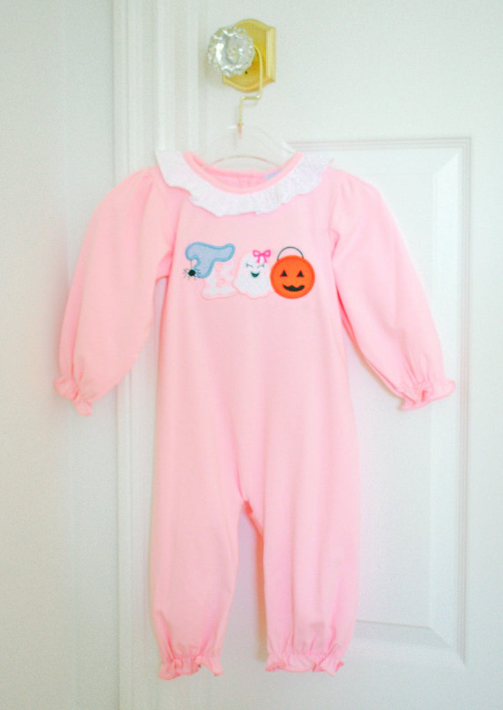 Boo Cute Pink Applique Halloween Romper