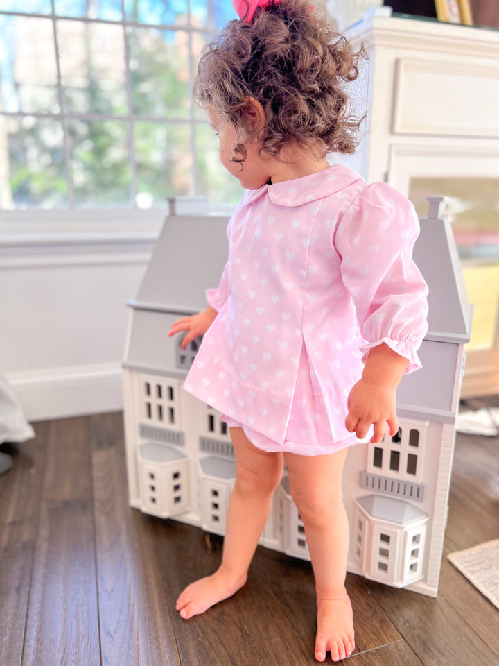 Brigitte White Heart Smocked Diaper Set