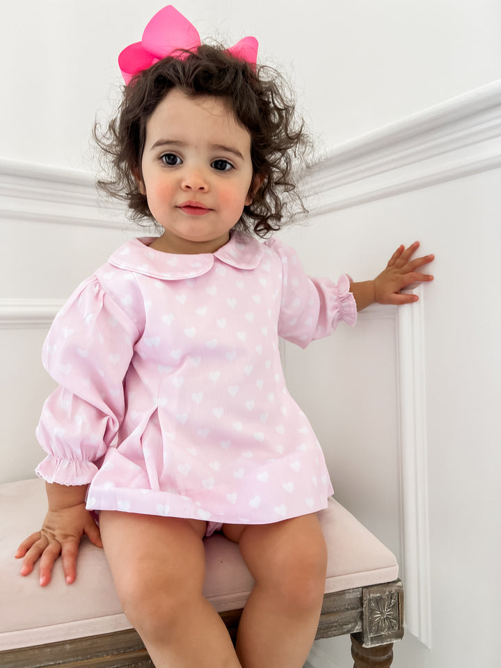 Brigitte White Heart Smocked Diaper Set