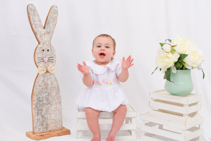 Brynn Bunny Swiss Dot Smocked Bubble